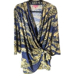Carmen Navy Blue Chain Blouse Size XL NWOT